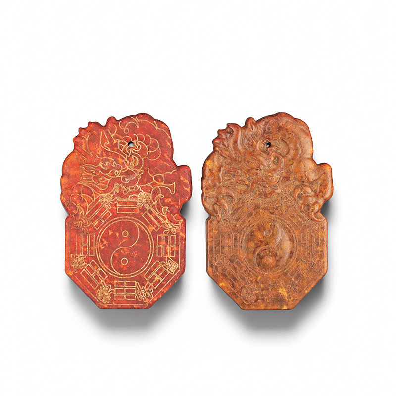 八卦青龍玉佩（1對）