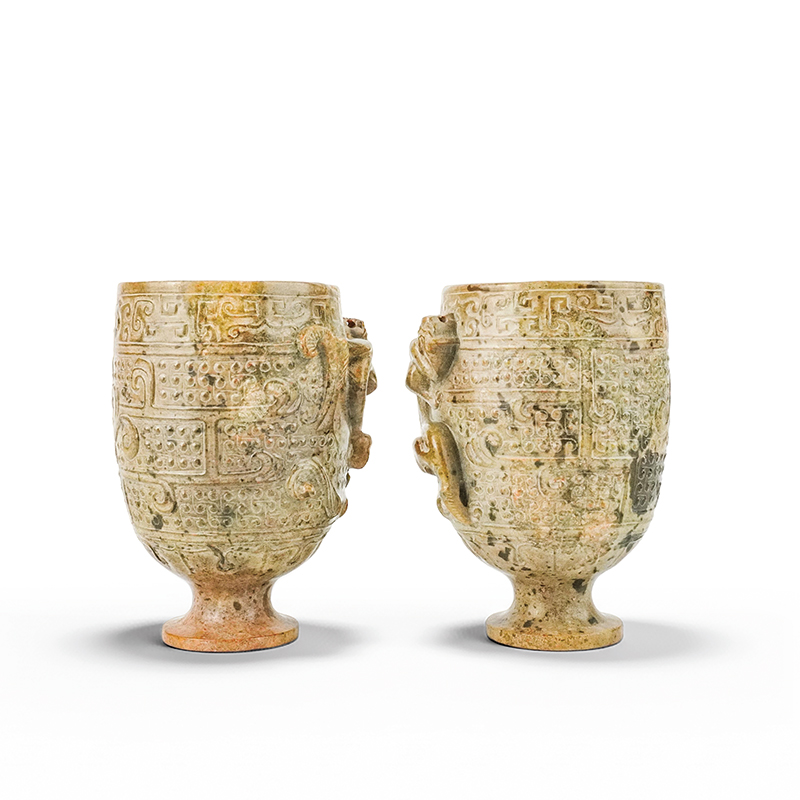 西漢風格高浮雕龍紋高足杯